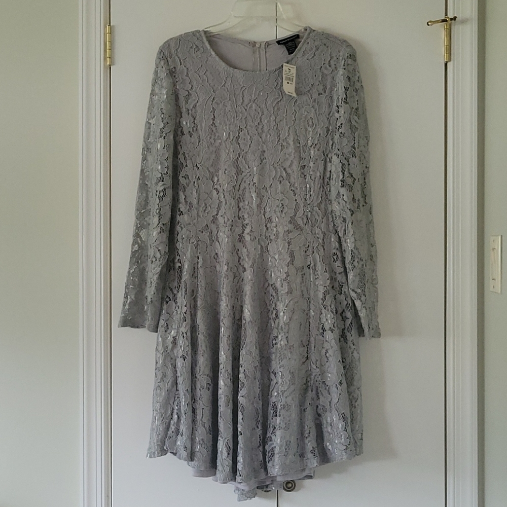 Ashley Stewart Silver Skater Dress